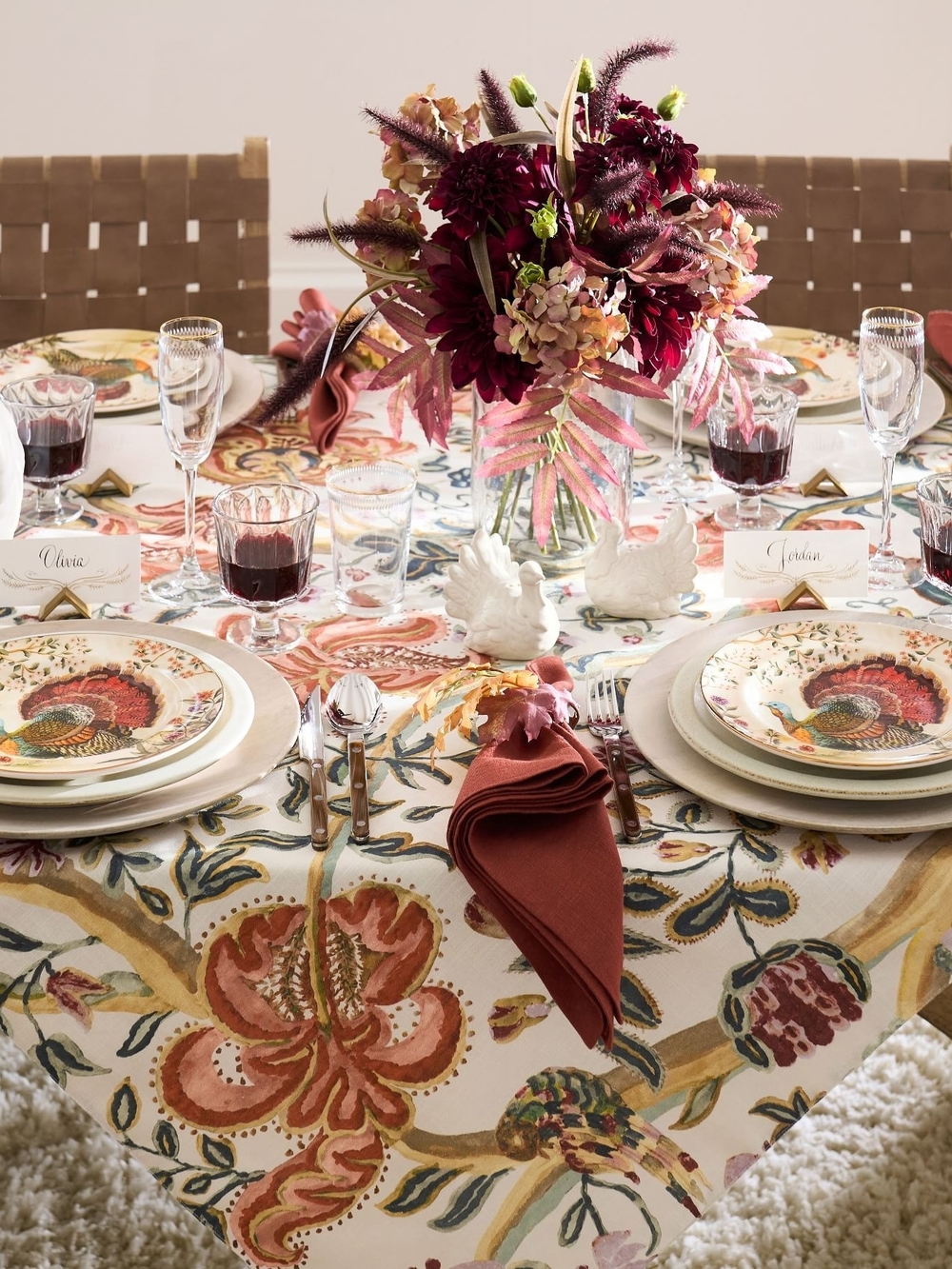 Pottery Barn Eleanore Palampore Tablecloth 70x126 NWT